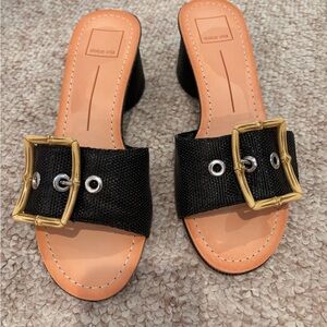 Dolce Vita Black Heeled Sandals with bamboo Buckle